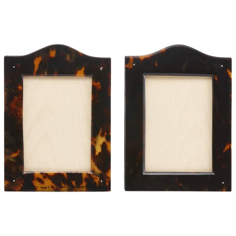 Pair of Antique Tortoiseshell Picture Frames with Arch Top Date circa 1910-1915
