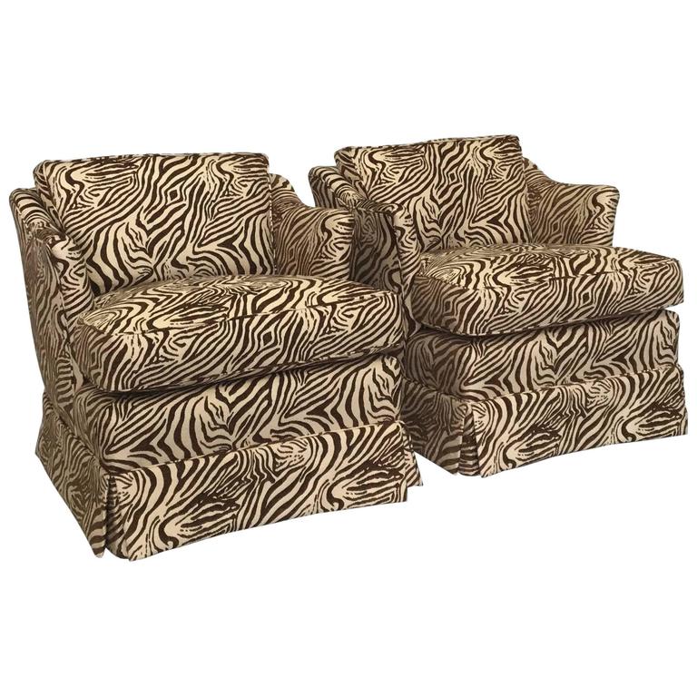 Zebra Print Lounge Chairs at 1stDibs