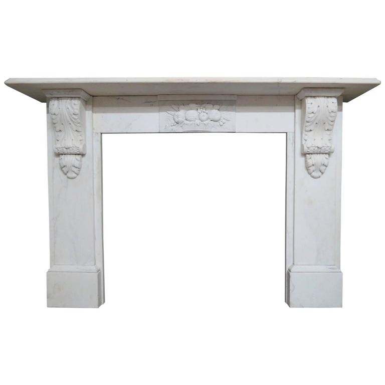 Statuary White Marble Antique Fireplace Mantel For Sale