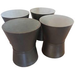 Four Metal Drum Style Tables Stool Benches