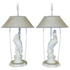 Vintage Pair of Ceramic Cockatoo Table Lamps