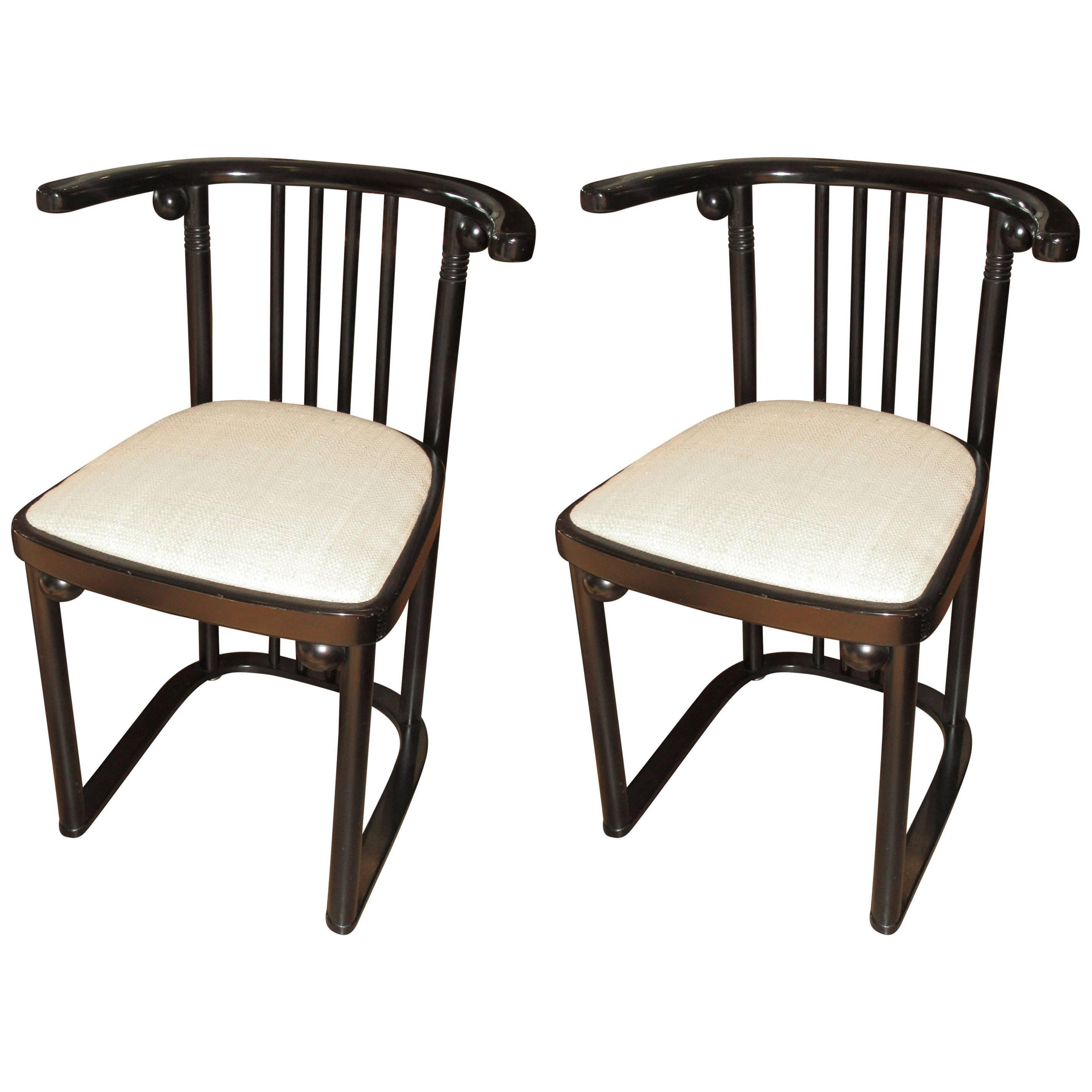 Pair of Re-Edition Series 728 Chairs Originaly Desiged Josef Hoffmann