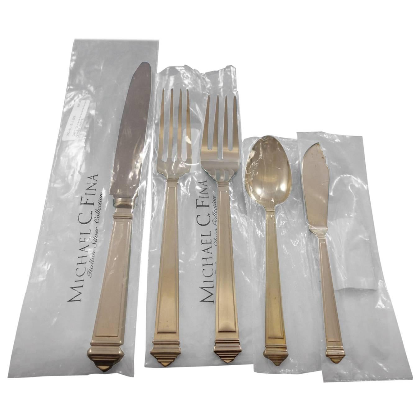 Capitol by Greggio Italy Sterling Silver Flatware Set Dinner Size 20 Pcs New