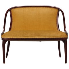 Thonet Settee with Mustard Color Fabric