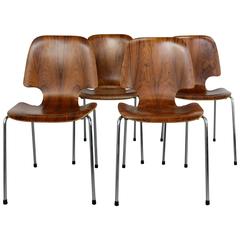 Danish Mid-Century Modern Bent Rosewood Chairs with Italian Bases