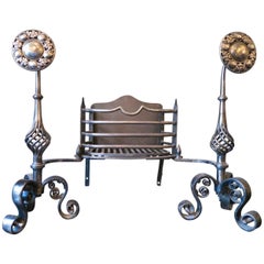 Arts and Crafts Wrought Iron Dog Grate