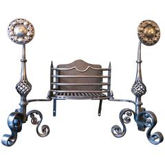 Arts and Crafts Wrought Iron Dog Grate 8