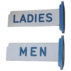 Art Deco Porcelain Men and Ladies Restroom Signs