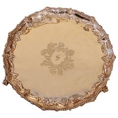 Antique Sterling Silver Salver Hallmarked London by Martin Hall and Company, 1881