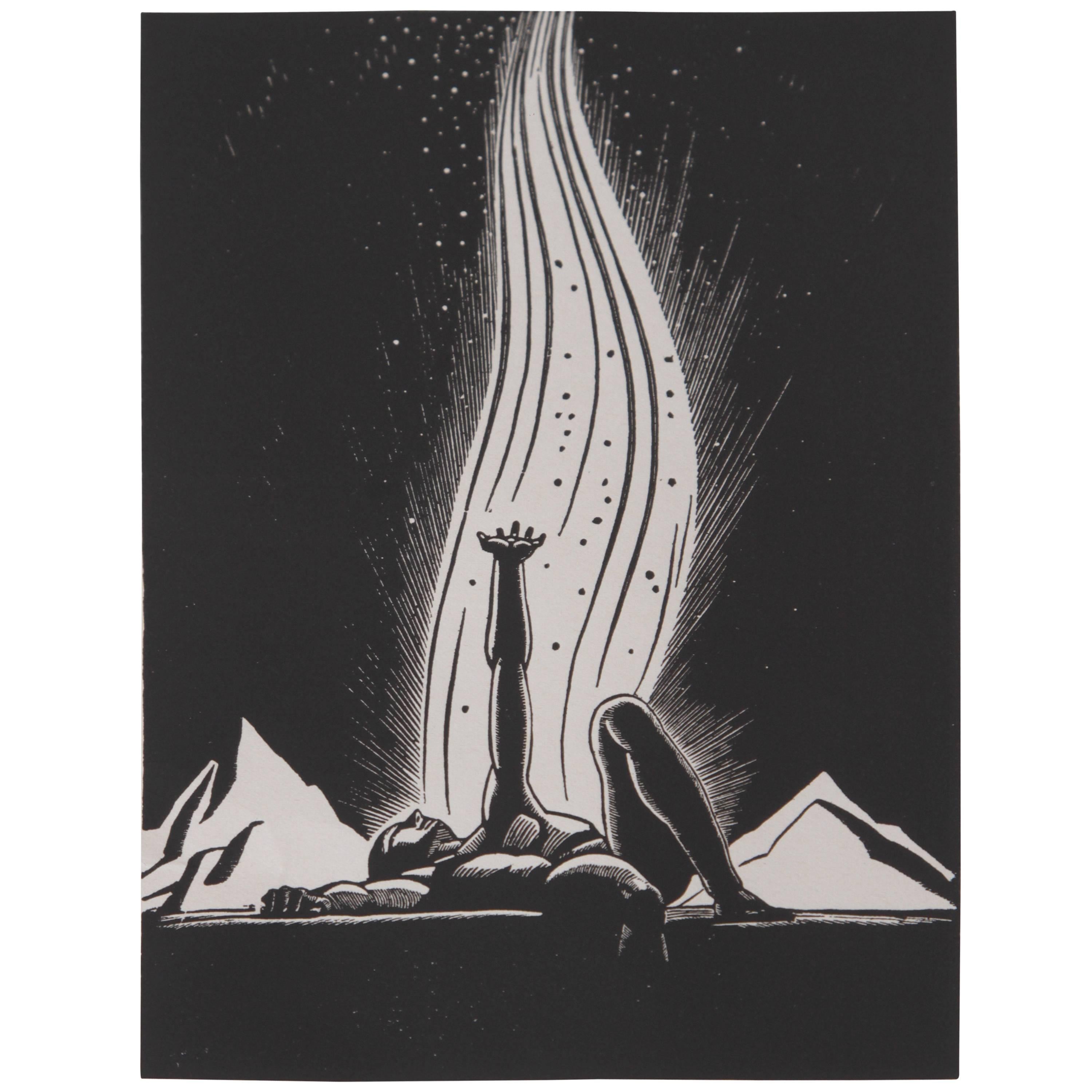 Art Deco 1939 Rockwell Kent "Flame" Original Block Print Calendar For Sale