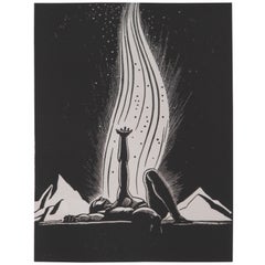 Calendar Art Déco 1939 Rockwell Kent "Flame" original à blocs imprimés