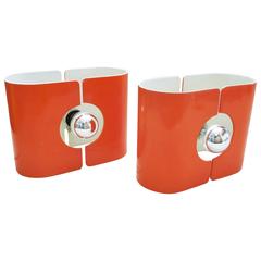 Pair of Orange Bedside Lamps by Stilux Milano, 1960s
