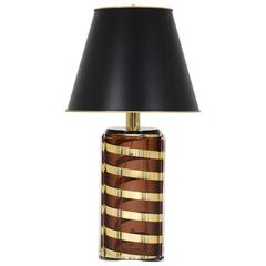 Vintage Lucite and Brass Lamp with Black Paper Shade 10