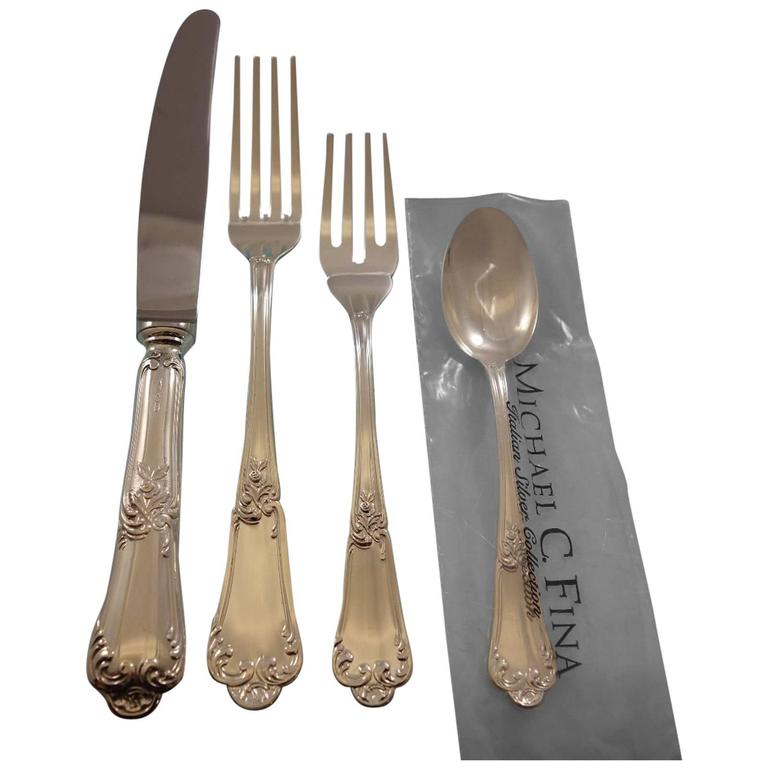 Floreal by Zaramella Italy Sterling Silver Flatware Set 8 Dinner Size