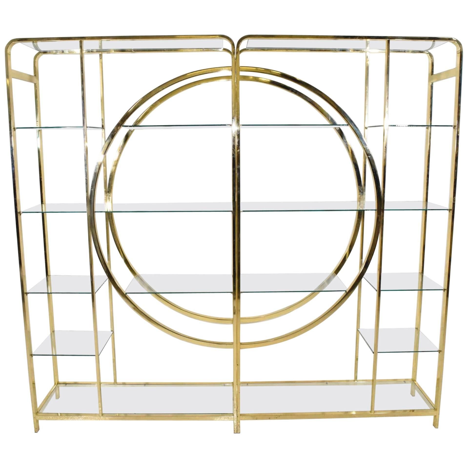 Pair of Brass Finish Milo Baughman Etageres