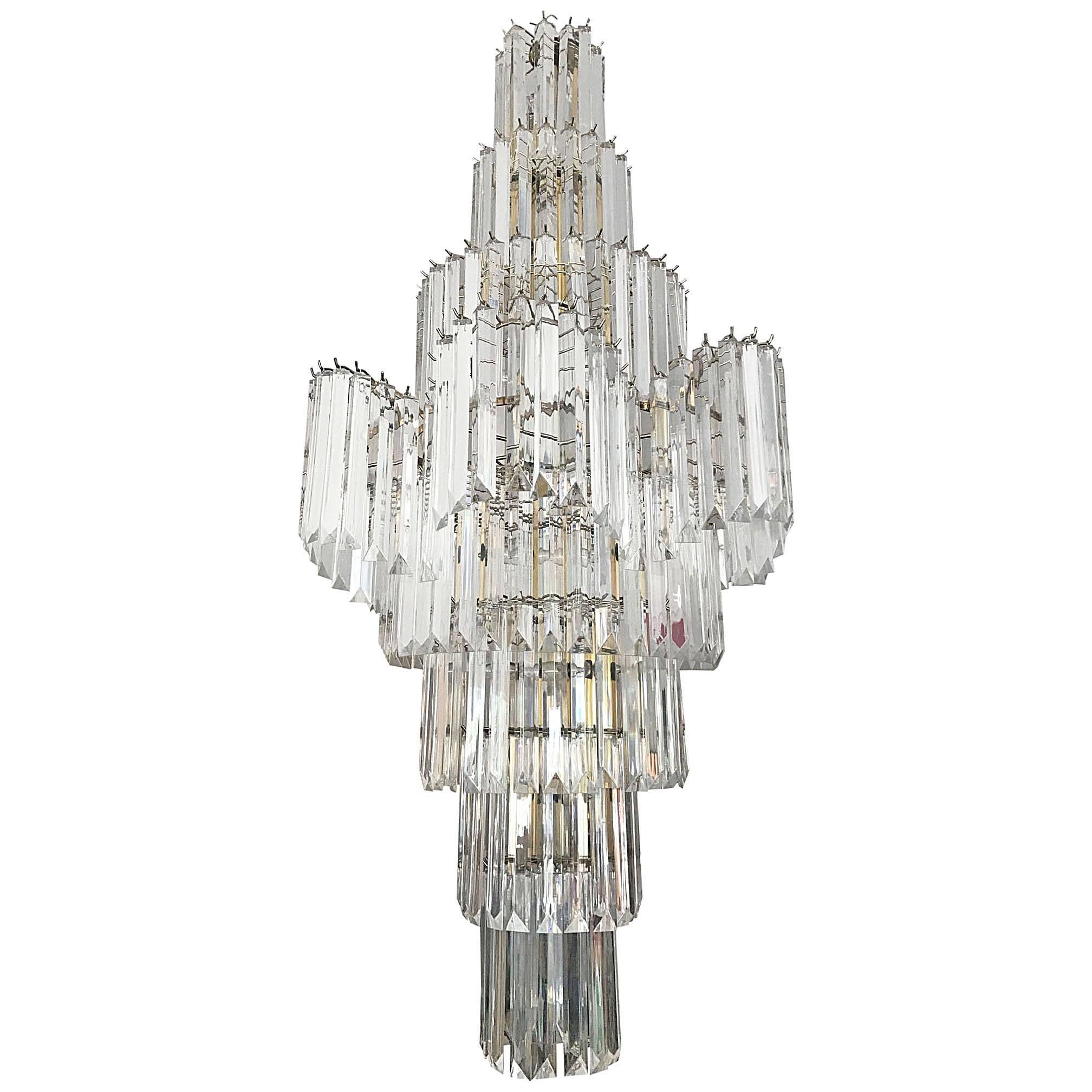 Massive Eight-Tier Lucite Camer Style Chandelier by Triarch