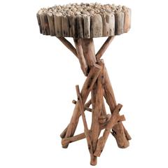 Antique Early 19th Century Rustic Twig Side Table