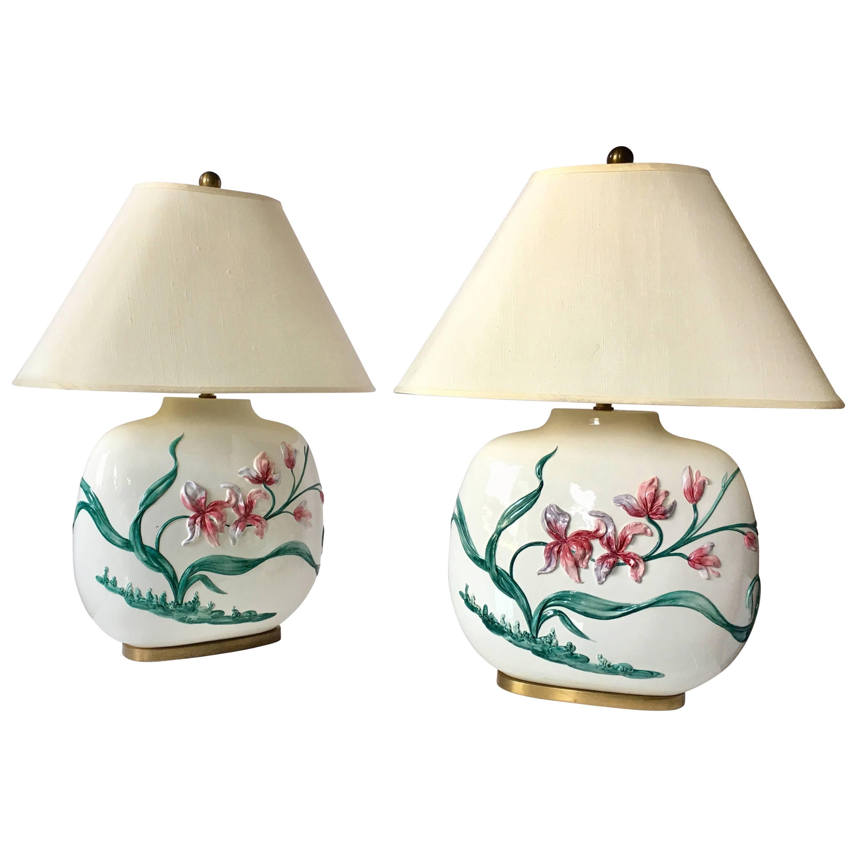 Chapman Floral Lamps, Pair