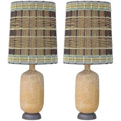 Pair of Huge Ceramic Table Lamps with Intact Maria Kipp Shades 11