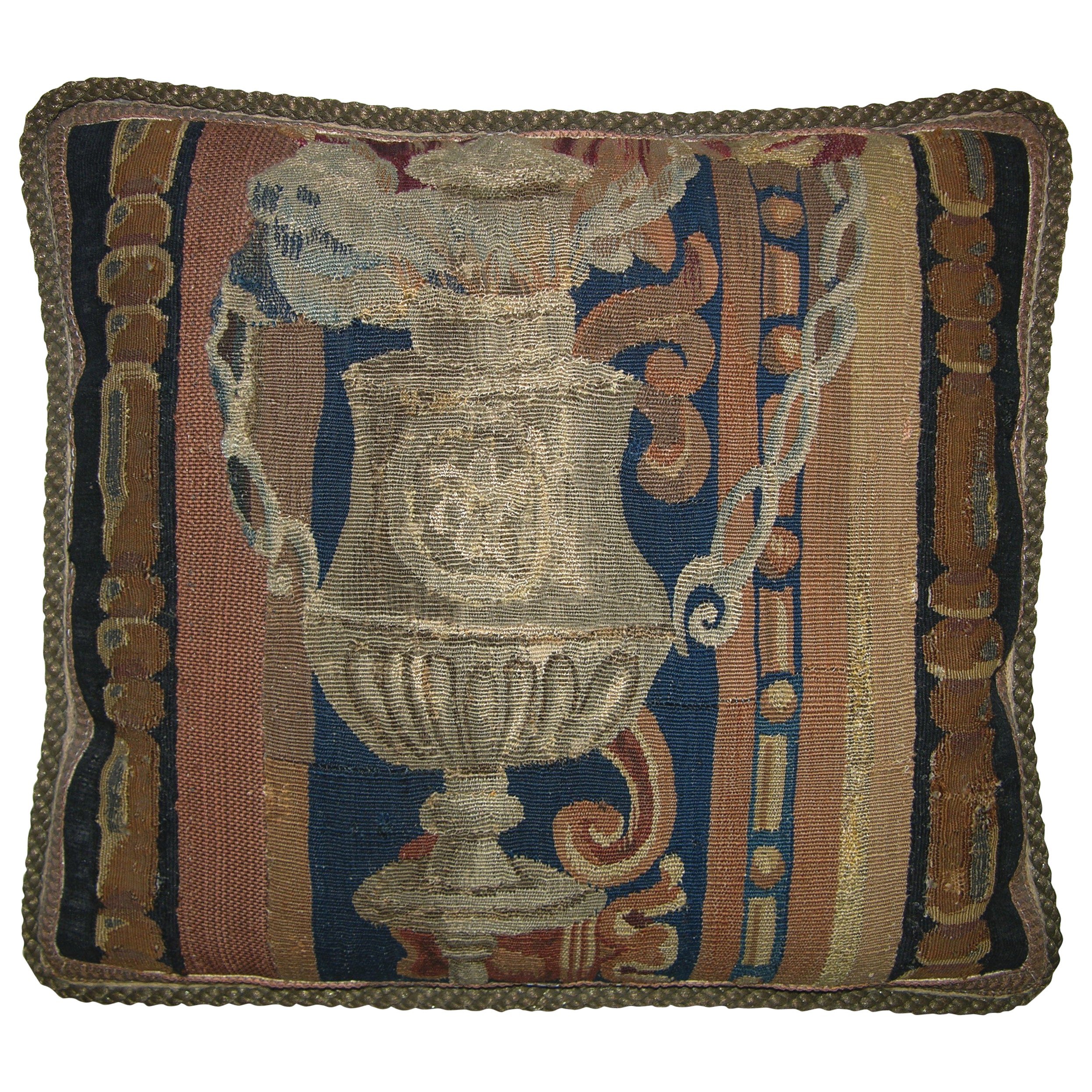 Antique Brussels Tapestry Pillow, circa Late 16th Century For Sale at