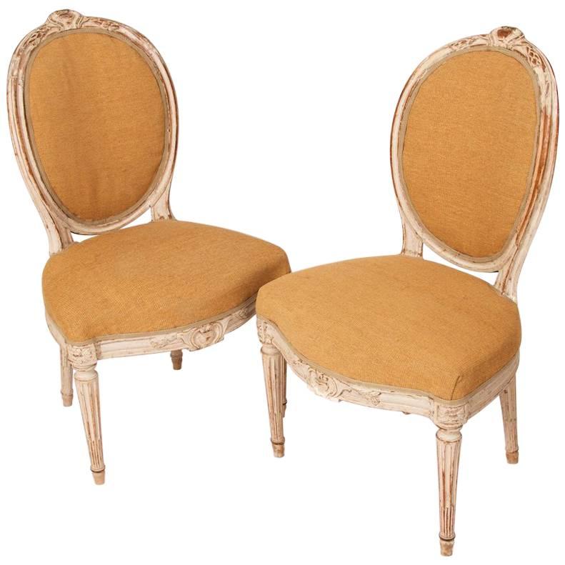 Pair of Georges Jacob Chairs, Paris, France, Louis XVI-Style, Stamped circa 1765 For Sale