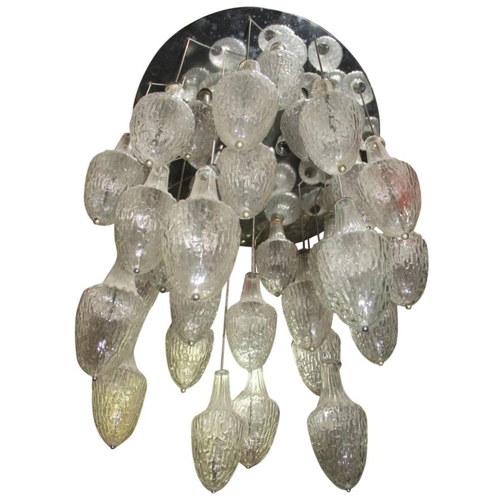Murano Glass Chandelier Pendants Attributed Venini Design For Sale