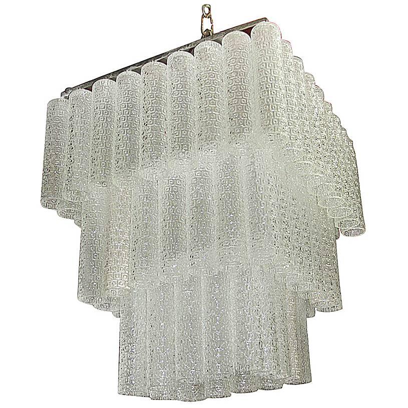 Lustre en verre de Murano  Tubes  Cascade de design italien des années 1960, milieu du siècle dernier