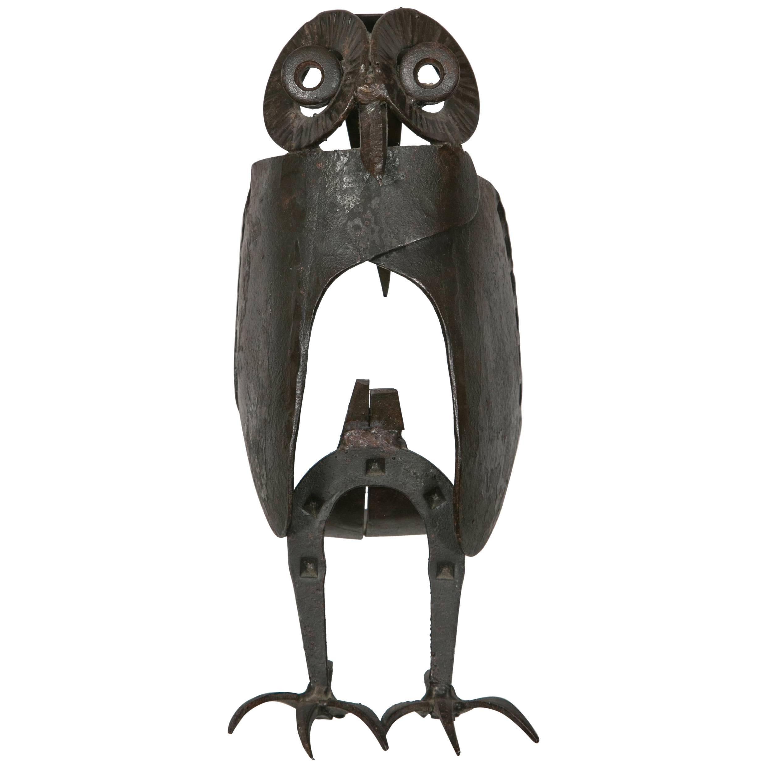 Whimsical Wrought Iron Owl, France, 1960
