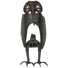 Vintage Whimsical Wrought Iron Owl, France, 1960