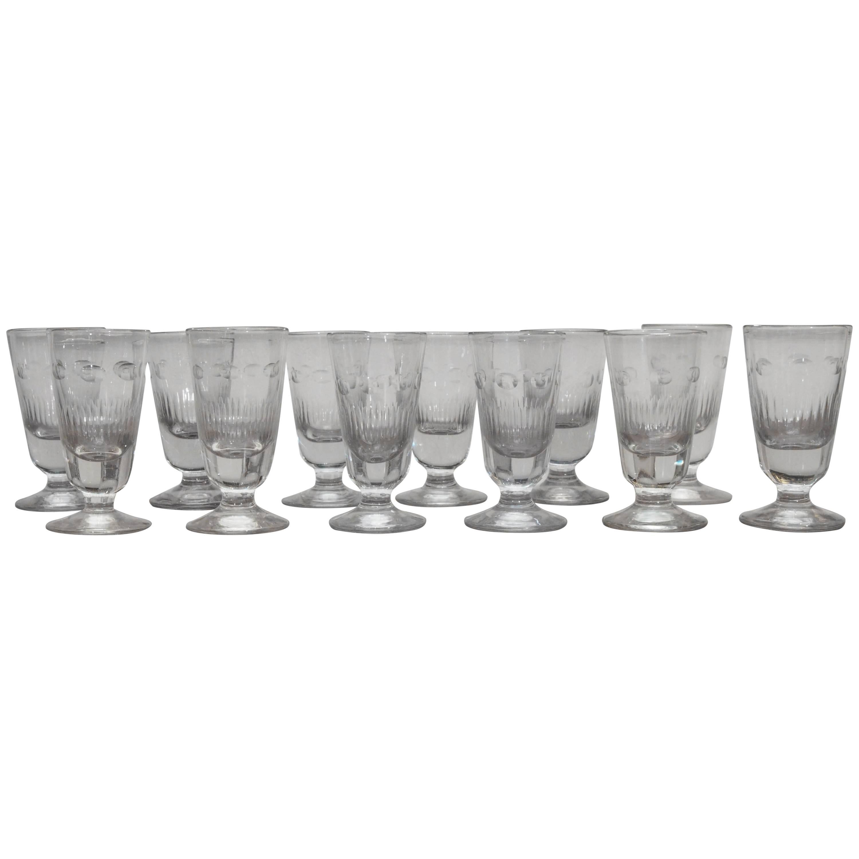 19th Century Suite of 12 Absinthe Glasses For Sale
