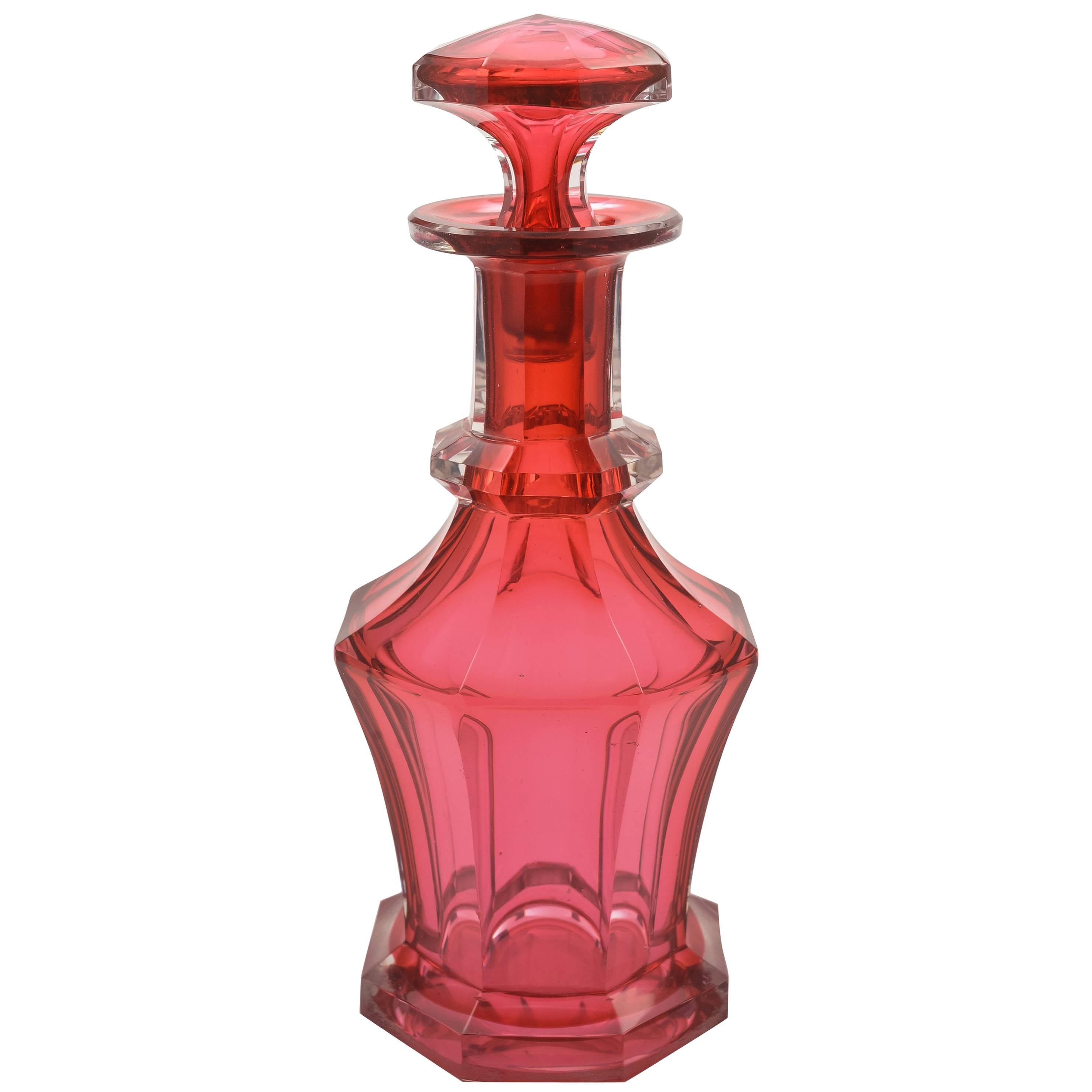 Early Victorian Cranberry Glass Decanter