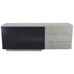 Solid Walnut, Blackened Steel and Cast Concrete "C-210" Cantilevered Credenza