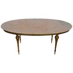 Pink and Grey Marble and Brass Coffee Table, Italy, 1960 2