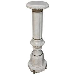 19th Century French Neoclassical Carrara Marble Pedestal