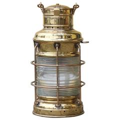 Buy Antique Brass Round Anchor Electric Lantern 16in - Nautical Decor