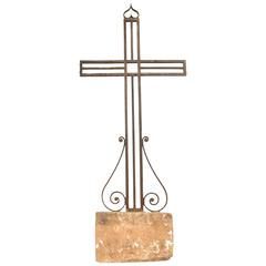 Wrought Iron Crucifix with Stone Base 11