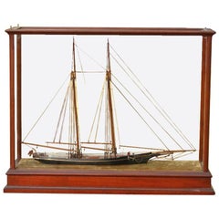 Antique Early Schooner Model Diorama- Florence of Providence