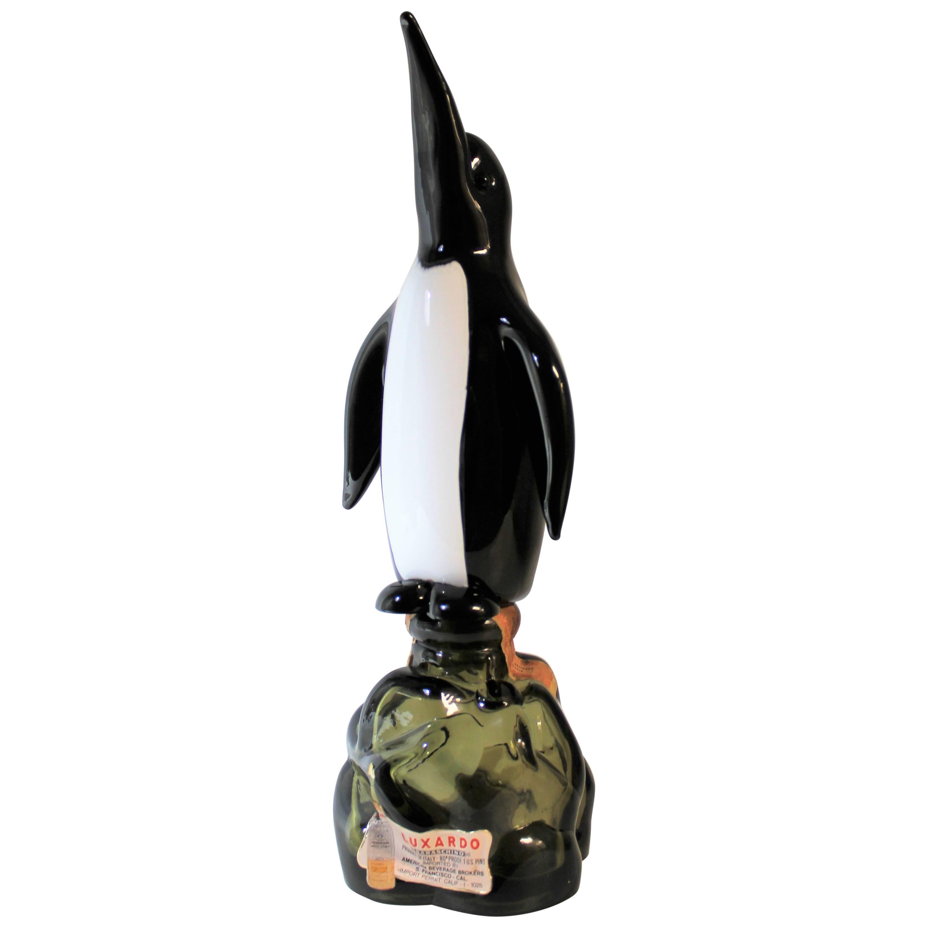 Archimede Seguso for Girolamo Luxardo Alabastro Murano Penguin Bottle For Sale