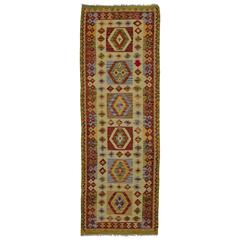 Vintage Shirvan Afghan Kilim Runner with Boho Chic Tribal Style 1