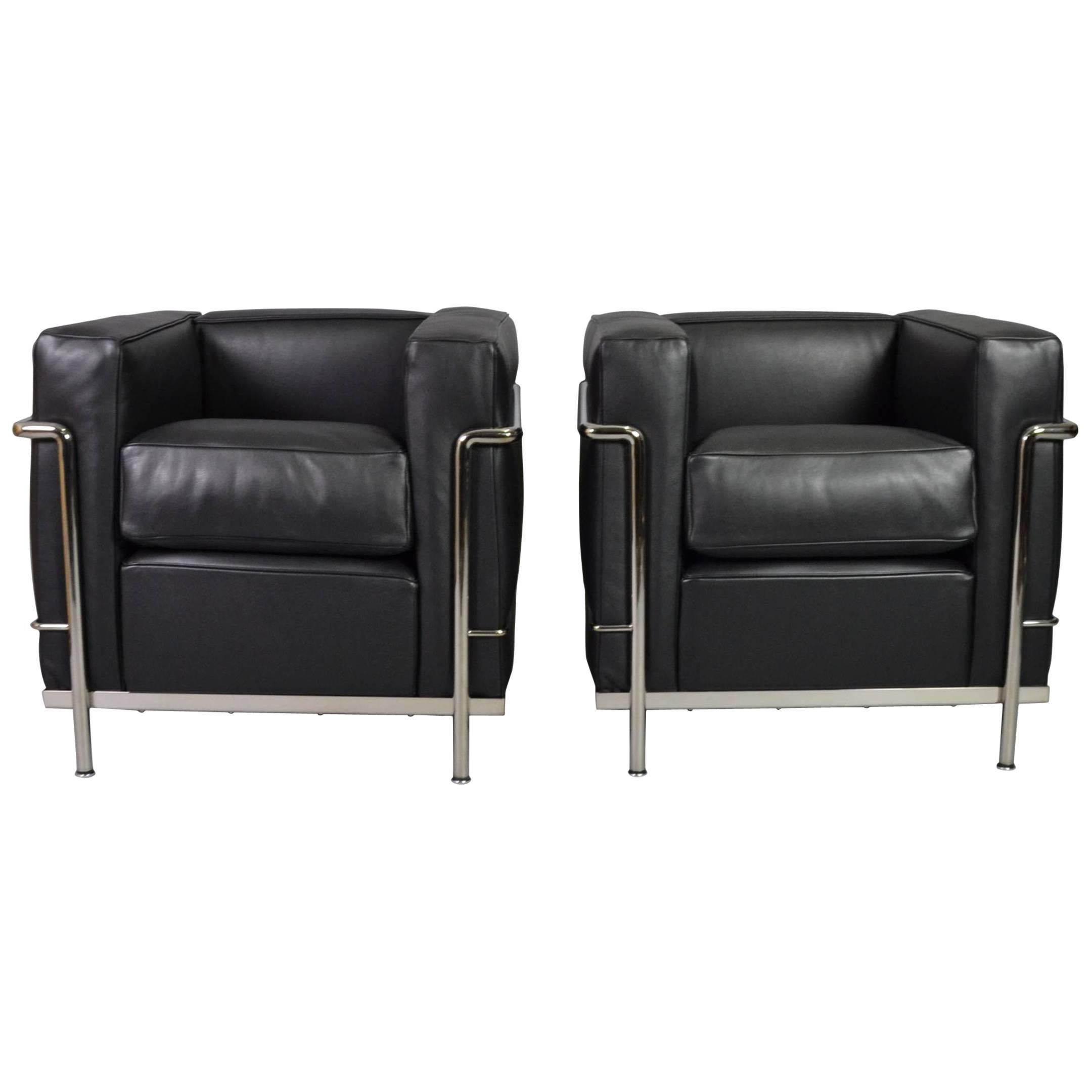 Le Corbusier Pair of LC2 Armchairs for Cassina For Sale