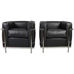 Le Corbusier Pair of LC2 Armchairs for Cassina