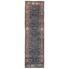 N.W. Persian Runner with Geometric Florals in Red, Ivory, Cream, Blue and Salmon