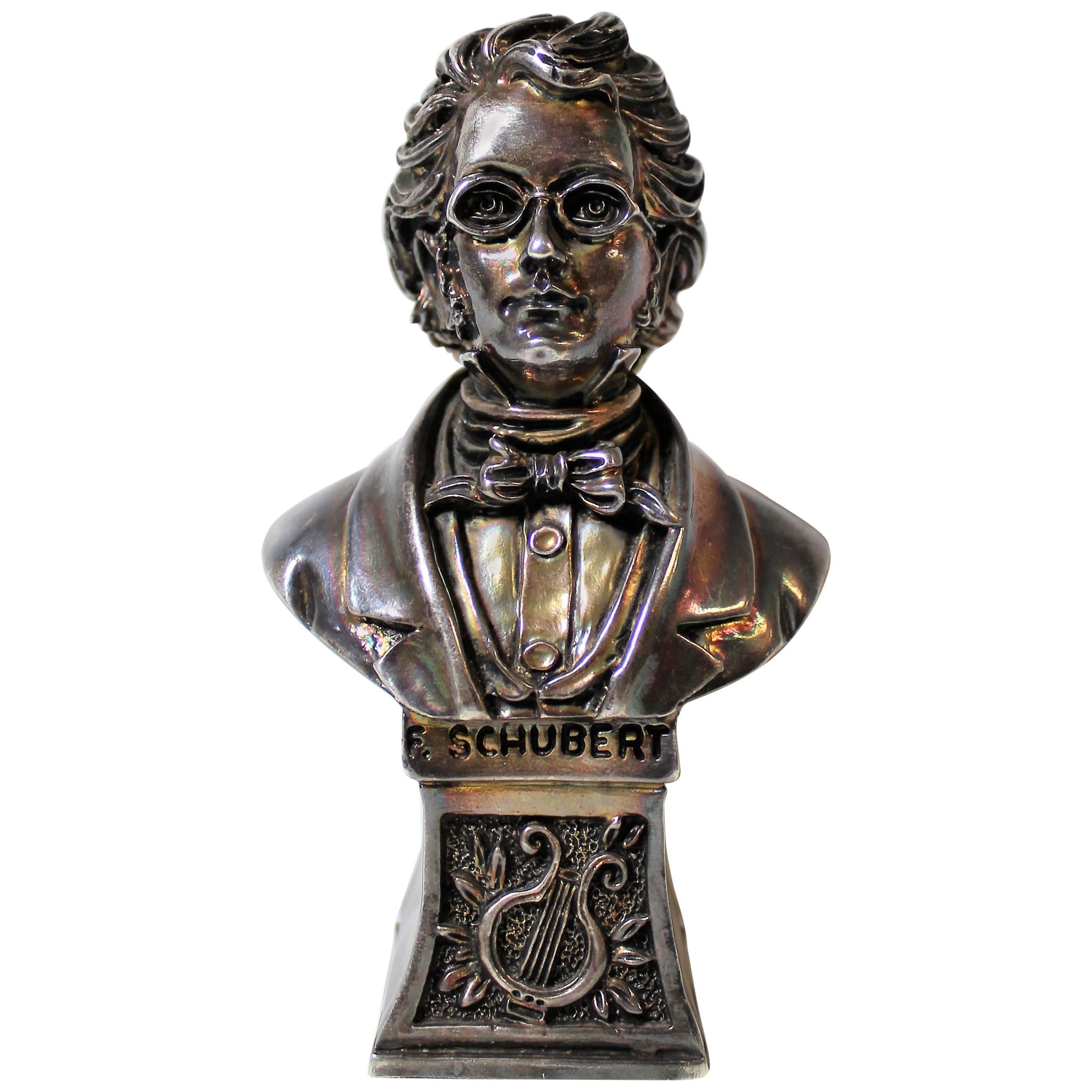 Silver Sculpture of Austrian Composer Franz Schubert For Sale