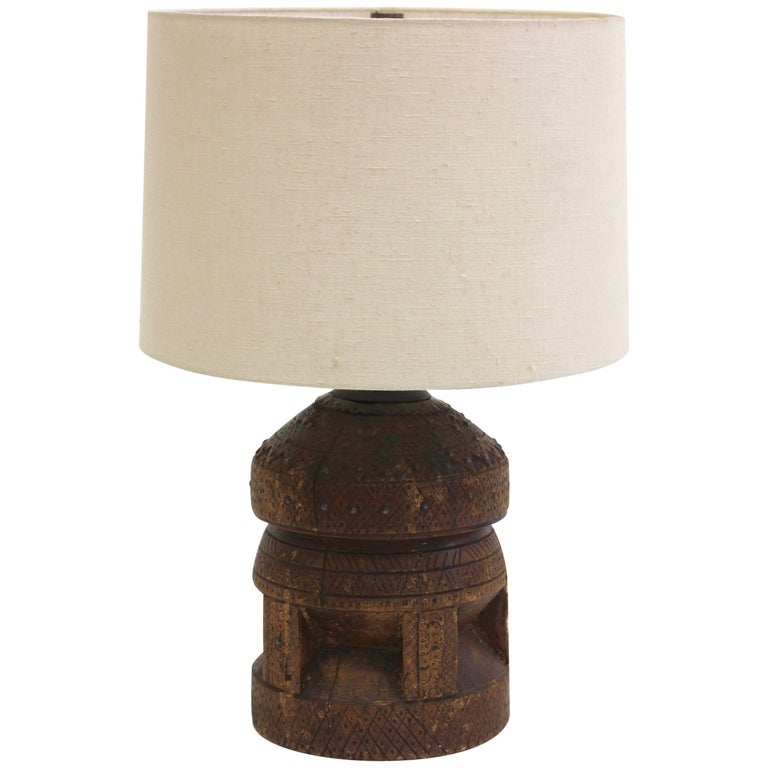 Vintage African Carved Solid Wood Table Lamp At 1stdibs Vintage African Carved Solid Wood Table Lamp For