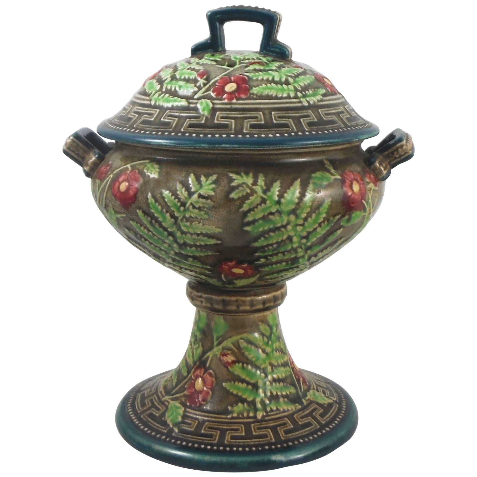 19th Century Majolica Lidded Bowl, Choisy Le Roi