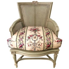 Superlatively Pretty Louis XVI Caned and Painted Bergere Chair