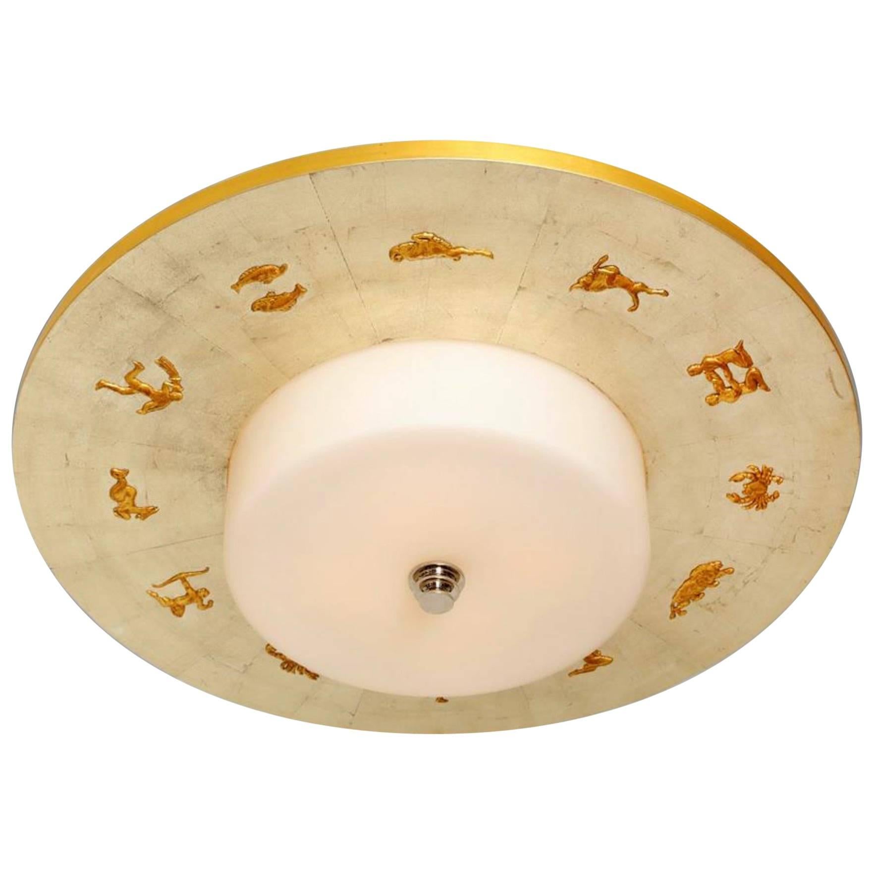 Zodion Flush Mount by David Duncan, Swedish Grace Inspired Ceiling Light For Sale