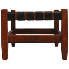 Walnut and Leather Strap Stool 3