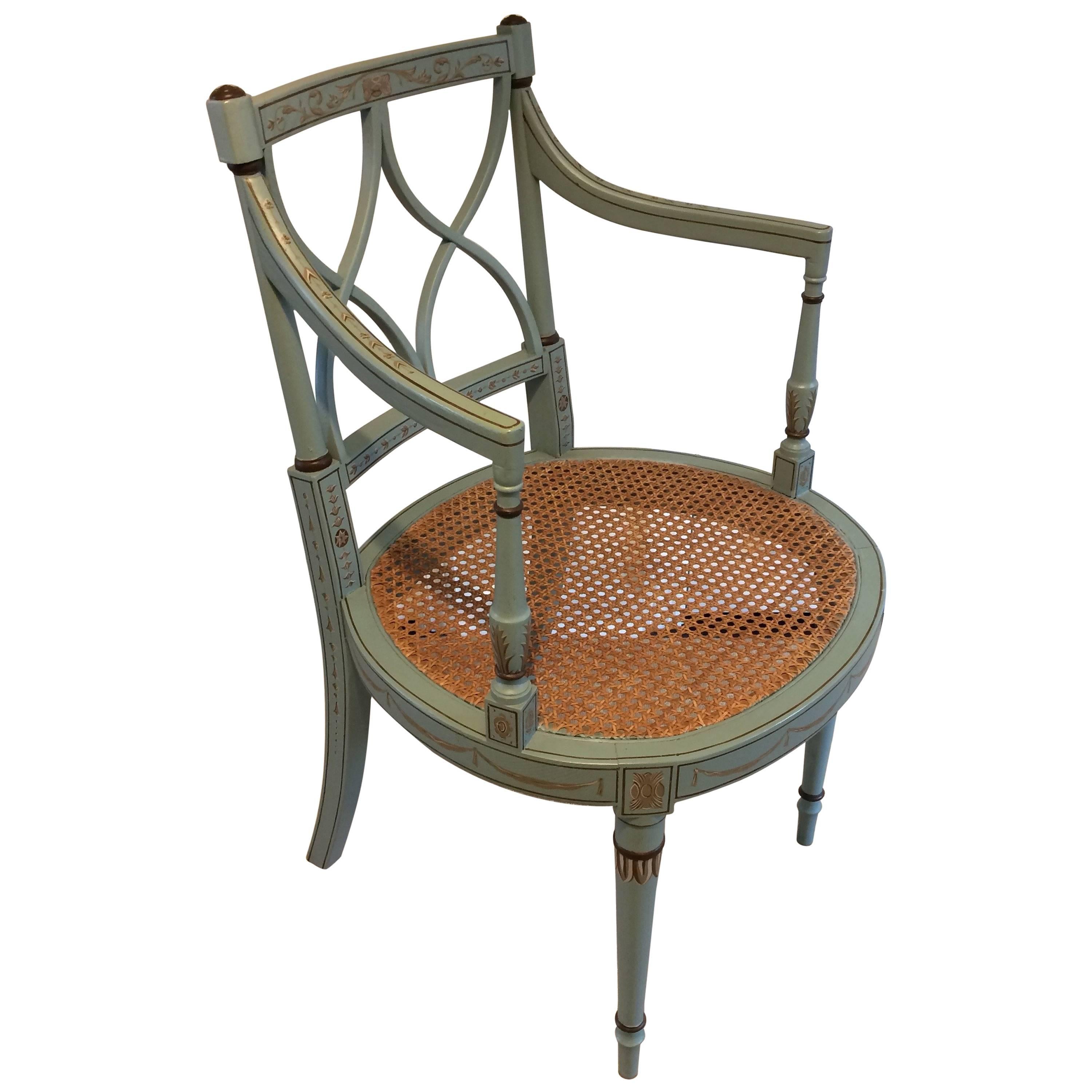 Lovely French Style Painted and Caned Armchair