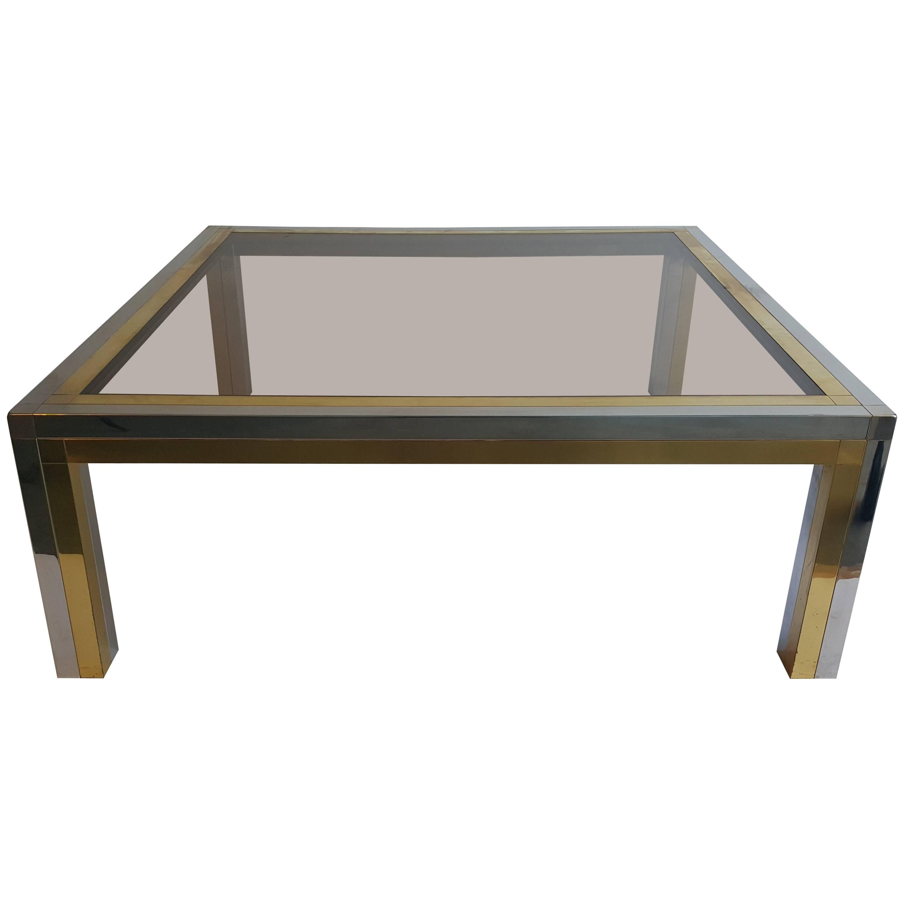Brass And Chrome Coffee Table, Signed By Jean Charles For Brass And Chrome Coffee Table, Signed By Jean Charles For